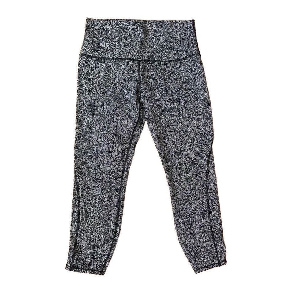 Lululemon Wunder Under Leggings Hi Rise Mesh Line Up Black White Cropped Size 12